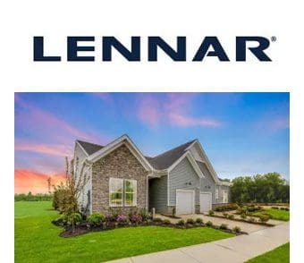 Lennar logo and model home photo